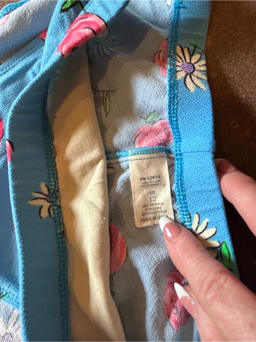 RAREVintage Jantzen Blue Floral Underwire 2 piece Set with Pink Roses from 1996 - Picture 4 of 13